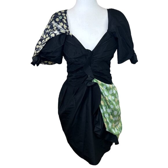 Preen By Thornton Bregazzi - Women’s Mini Silk Dress, Mix-Print - Black Small - Picture 1 of 15